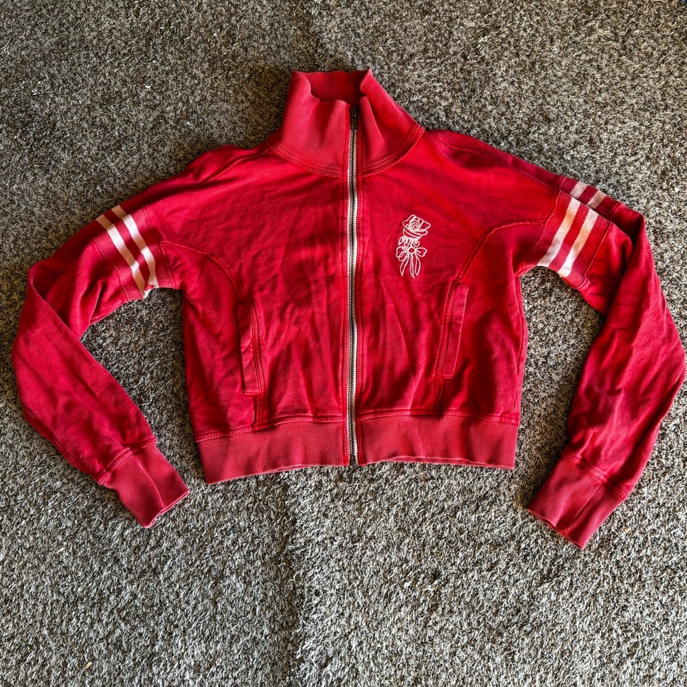 Free‎ People Women’s S Red Jacket Zip Up Embroidered School of Dance New York